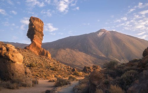 Majestic Roque Cinchado Rises With Mount Teide in the Serene Can
