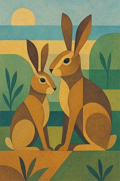A geometric illustration of two rabbits. by Johannes