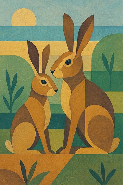 A geometric illustration of two rabbits. by Johannes