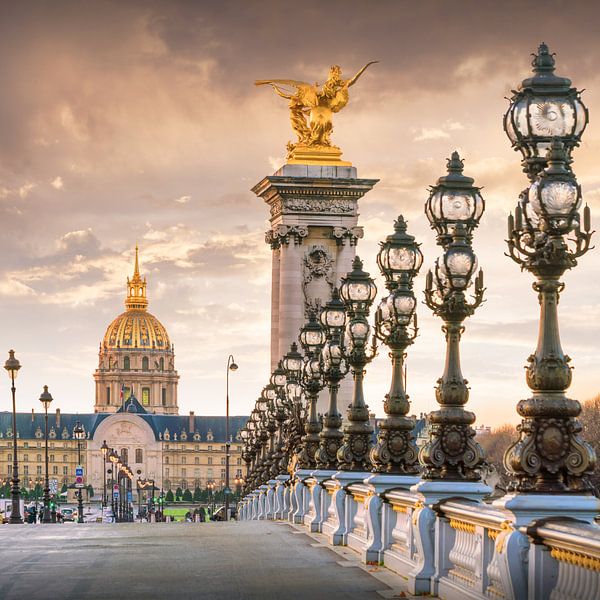 Pont Alexandre III, in the background the Invalides Cathedral, Paris by Christian Müringer