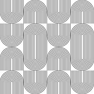 Retro 1920 vintage geometrische vormen patroon in Bauhaus stijl no. 8 van Dina Dankers