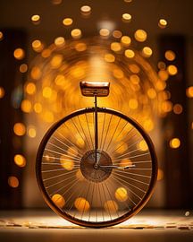 Rad mit Lichtstrahlen im Hintergrund