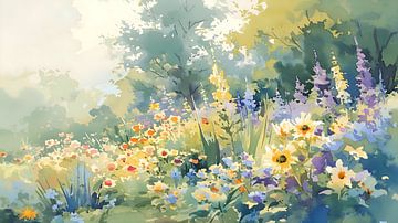 watercolour of flowers by PixelPrestige