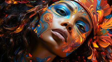 Portret van een Afrikaanse vrouw met een beschilderd gezicht van Animaflora PicsStock
