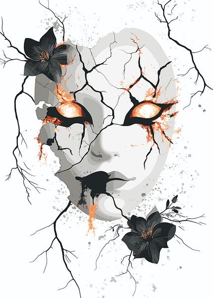 Visage mystique avec fissures et yeux brillants par Pixelbull Design