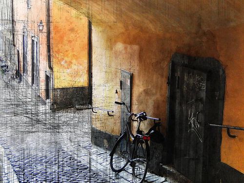 Stockhol, Straße mit Fahrrad