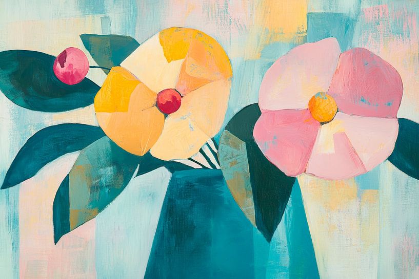 Bunte Blumen in lebendigem Stil von Poster Art Shop