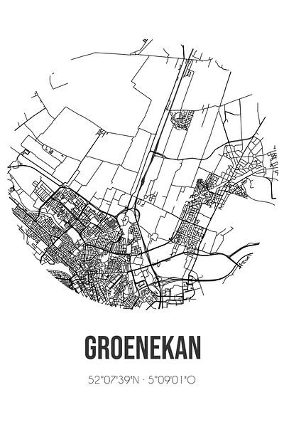 Groenekan (Utrecht) | Map | Black and white by Prints of Place