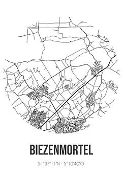 Biezenmortel (Noord-Brabant) | Landkaart | Zwart-wit van Rezona