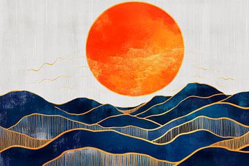 Bright sun over blue waves by Poster Art Shop