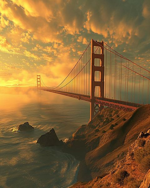 Uitzicht op de Golden Gate Bridge van fernlichtsicht