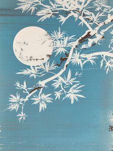 Japandi Bamboo durch einen hellen Mond - Blue Minimalism