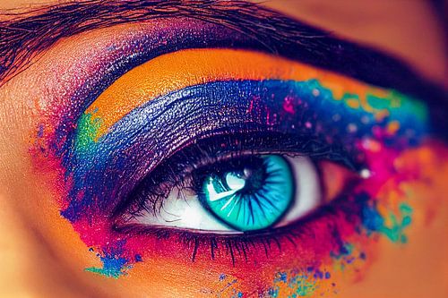 kleurrijke vrouw oog make-up, kunst illustratie