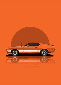 Art 1973 Ford Mustang Orange by D.Crativeart