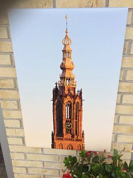 Kundenfoto: Spitze des Onze lieve Vrouwetoren in Amersfoort bei Sonnenuntergang von Anton de Zeeuw