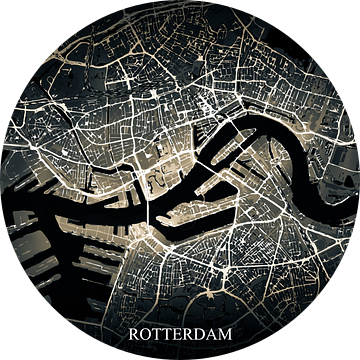 Rotterdam - Abstracte Plattegrond  in Zwart Goud Geel van Art By Dominic