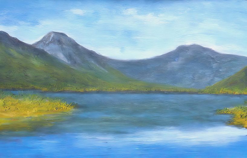 Mountains by the lake by Frank Heinz