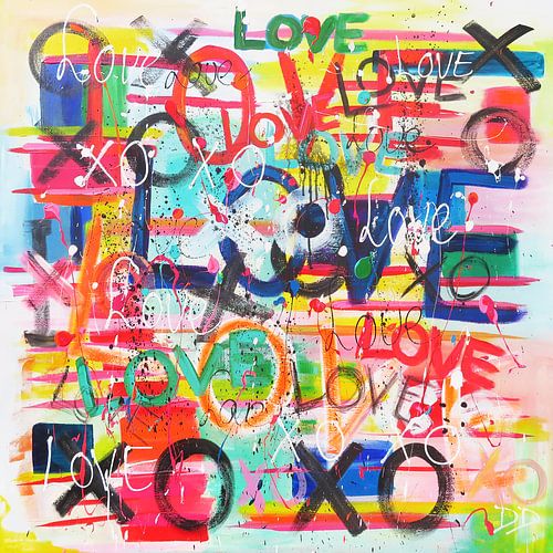 Abstract schilderij Streetart Love you XO XO van Danielle Ducheine