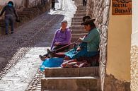 Handweven op de stoep, Cuzco, Peru, Zuid Amerika van Martin Stevens thumbnail