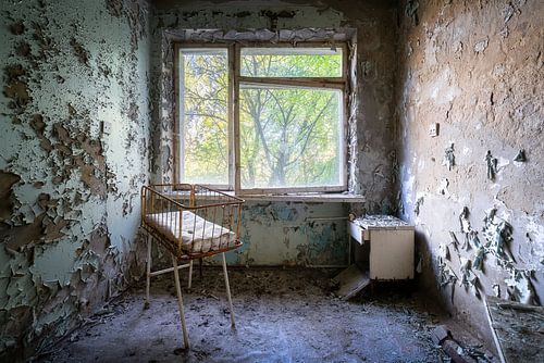 Salle de maternité dans un hôpital abandonné.