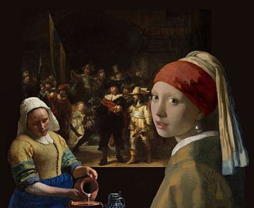 Girl with a Pearl Earring - Milkmaid - The Night Watch by Digital Art Studio