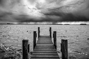 Wooden jetty on the shore of a lake