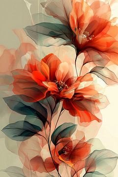 Transparence en corail et vert n°5