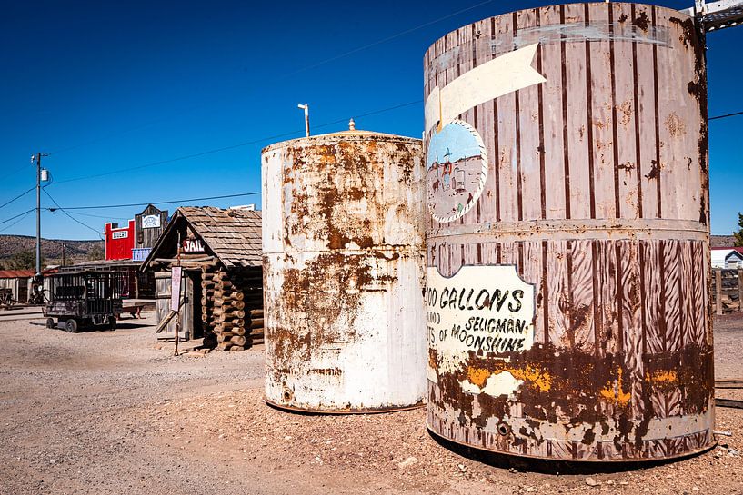 old storage tanks and prison in Seligman Arizona Route 66 USA by Dieter Walther