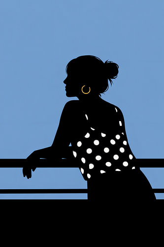 Blauwe silhouet van een vrouw