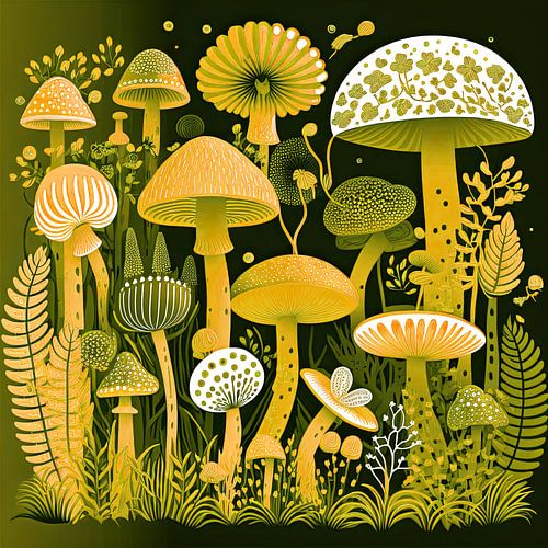 Magische gele paddestoelen