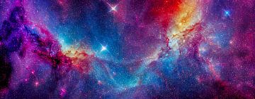 Illustration panoramique d'une nébuleuse de galaxie dans l'univers sur Animaflora PicsStock