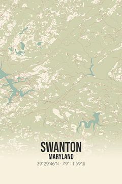 Vintage landkaart van Swanton (Maryland), USA. van MijnStadsPoster