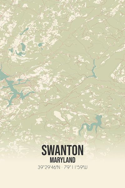 Vintage map of Swanton (Maryland), USA. by Prints of Place