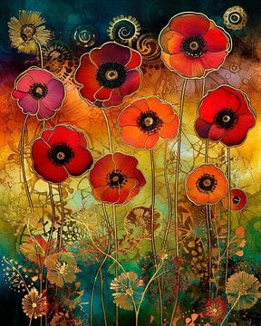 Coquelicots colorés. sur Carla van Zomeren