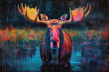 Neon Moose | Luminescent Monarch sur Kunst Kriebels