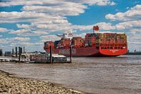 Hamburg - container ship at Teufelsbrück