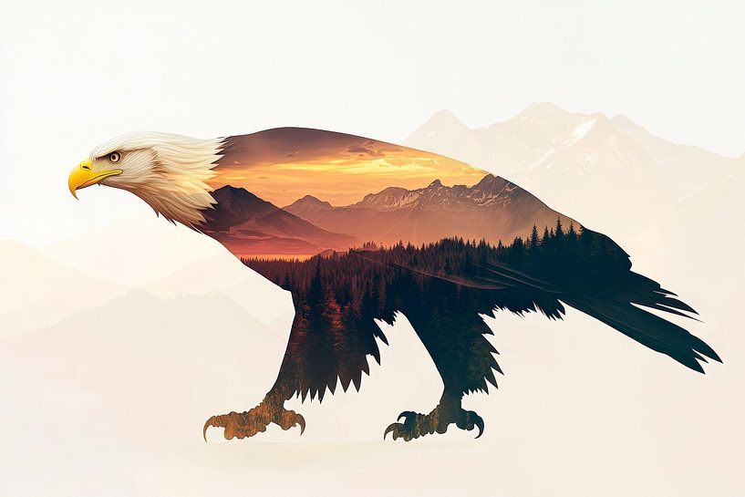 Adler über Bergen von Poster Art Shop