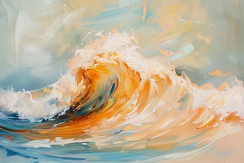 Abstracte schilderij van dynamische golf