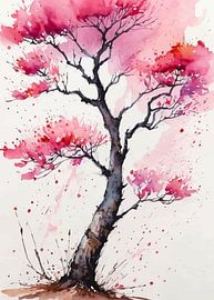 Aquarell-Kirschblüte - Texturierte Blumenkunst