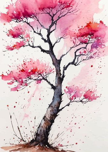 Aquarel Kersenbloesem - geweven bloemsierkunst