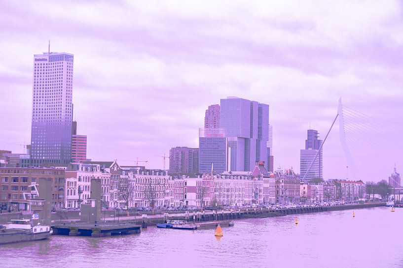 Rotterdam - Erasmusbrug en omgeving - in paars-lila tinten par Ineke Duijzer