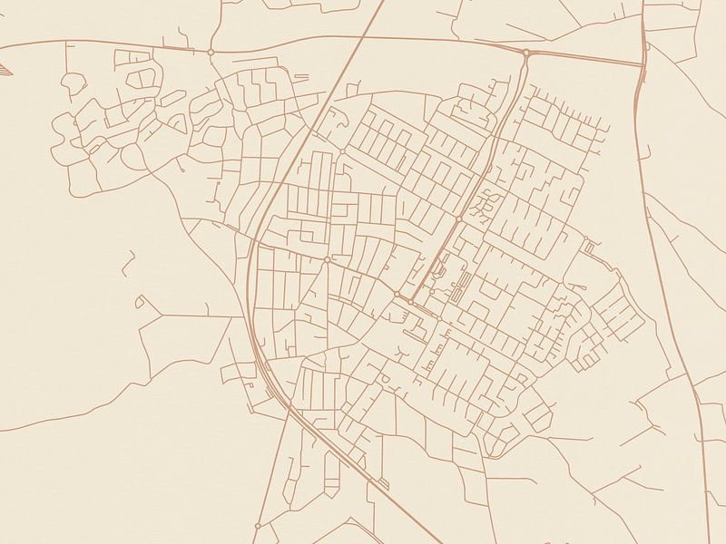 Kaart van Castricum in Terracotta van De Kaartenwinkel