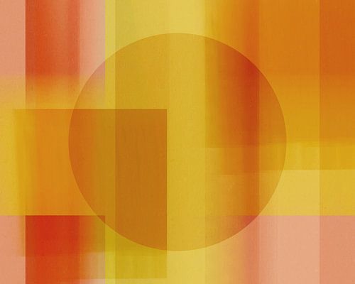 Abstract in neon aardetinten. Geel en terra.