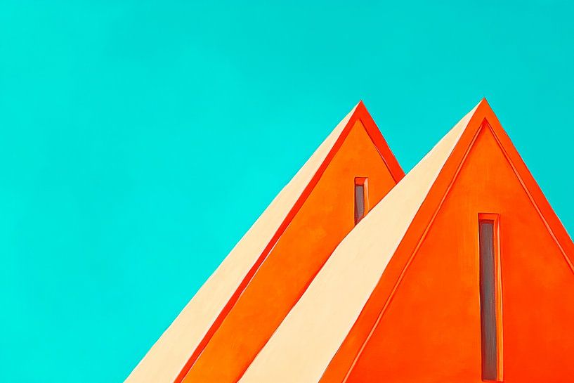 Colourful roofscape in minimalism by Poster Art Shop