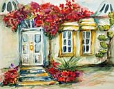 Huis in de Algarve. Handgeschilderde aquarel van Ineke de Rijk thumbnail
