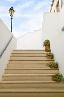Stairs with plants and lantern in Portugal