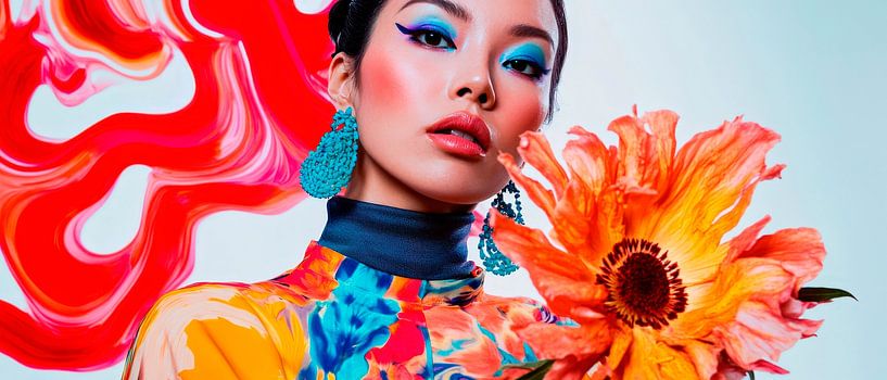 Colourful fashion with sunflower and art background by Poster Art Shop