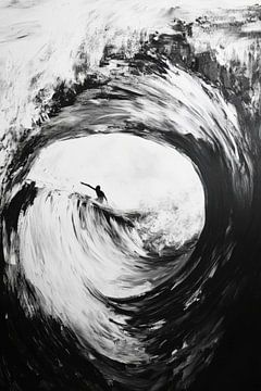Surfer in het water van Poster Art Shop