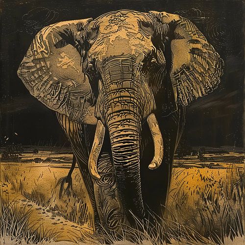 Peinture d'éléphant | Éléphant dans l'obscurité