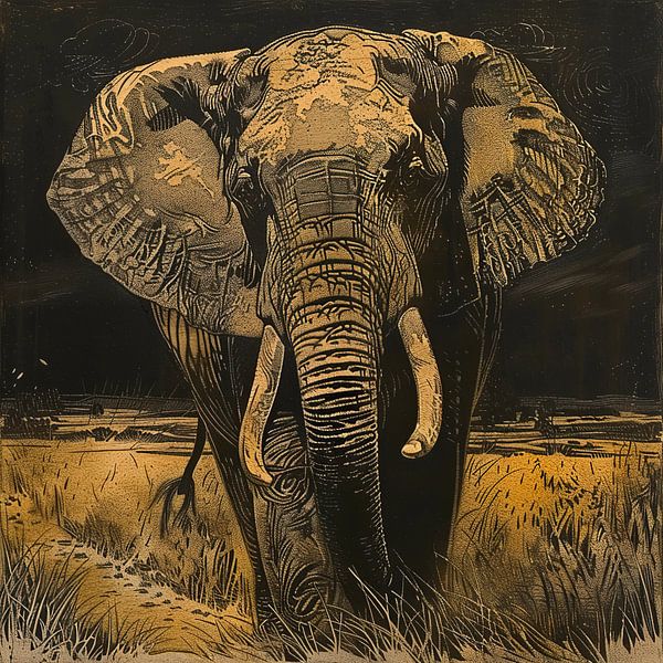 Elephant Painting | Elephant in Dark by Modern Collection
